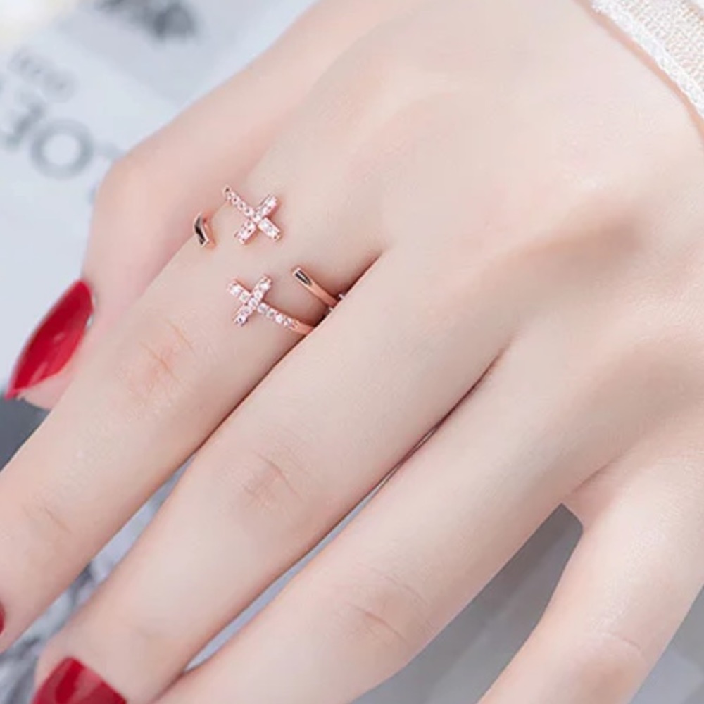 Double Cross Ring, Adjustable Ring, Religious Fai… - image 3